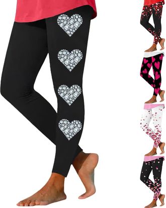 Generic Love Heart Pants Heart Leggings Women ValentineS Day Skinny Pants High Waisted Butt Lifting Leggings Stretchy Gym Tights Regular Compression Tights Sp