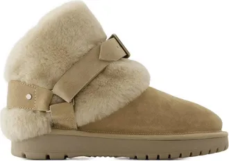 Burberry Womens Shearling-Lined Leather Boot Beige Calfskin