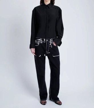 Proenza Schouler Demi Button Down Blouse In Black