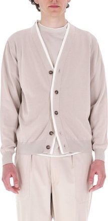 Eleventy Contrast Trim Pure Cotton Cardigan