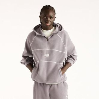 New Balance Uomo Trackside Polar Fleece Hoodie in Grigio, Poly Fleece, Taglia 2XL