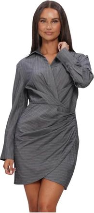 Co'Couture Lyvia CC Pin Wrap Jurk - Dames - Wikkelkleedje - Grijs - S - Leer - Kleedjes