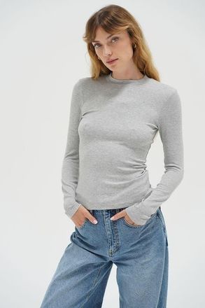 LnA Dalston Ribbed Long Sleeve in Heather Grey at Nordstrom, Size X-Small