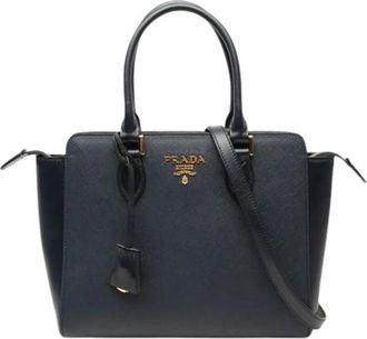 Prada Pre-owned Saffiano Satchel - Dames - Vintage Handtas - Zwart - ONE Size - Leer - Vintage