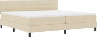vidaXL Box Spring Bed with Mattress Cream 200 x 200 cm Fabric vidaXL