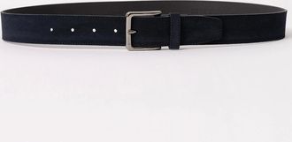 HUGO BOSS Mens BOSS Orange Ronnie Mens Suede Belt with Logo-Engraved Gunmetal Buckle - Dark Blue 401 - Navy - Size: W34