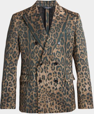 Dolce & Gabbana Men & apos;s Cheetah-Print Double-Breasted Blazer