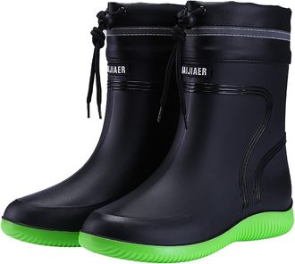 Generic Heeled Round Boots Rain Women Buckle Shoe Toe Middle Womens Boots Women Rain Boots 11 Wide (GN3, 7.5)