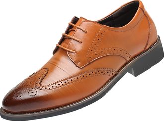 Generic Mens Soft Leather Lace Up Smart Office Work Formal Shoes, Brogues Derbys Shoe Pointed Toe Dress Shoes Loe Heel Business Shoe Stylish Formal Loafers fo