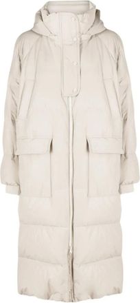 Brunello Cucinelli Elegante Lange Pufferjas - Dames - Dons jassen - Beige - M - Katoen - Jassen