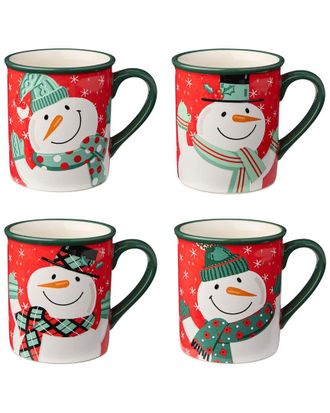 Certified International Christmas Whimsy Snowman Set of 4 Mugs