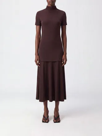 Jil Sander Abito midi in misto viscosa slim fit con collo alto
