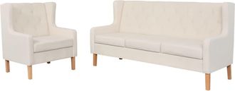 vidaXL Conjunto De Sof&aacute;s 2 Piezas Tela Blanco Crema Vidaxl
