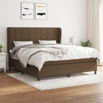 vidaXL Vidaxl - Cama Box Spring Con Colch&oacute;n Tela Marr&oacute;n Oscuro 160x200 Cm