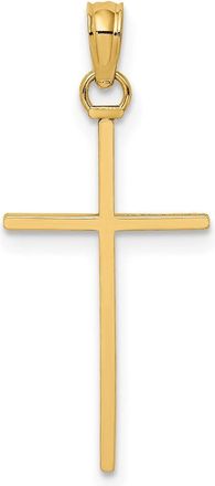 Diamond2Deal 14K Gold 3-D and Polished Stick Cross Charm Pendant