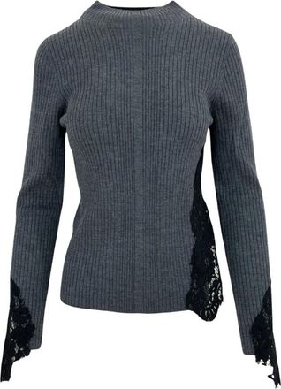 Pinko Maglia in lana - Dames - Ronde hals truien - Grijs - S - Wol - Truien & Vesten