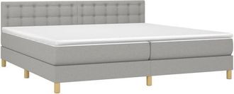 vidaXL Vidaxl - Cama Box Spring Con Colch&oacute;n Tela Y Led Gris Claro 200x200 Cm