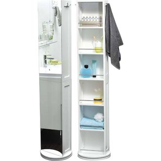 ZenPur Zenpur - Columna Giratoria De Mdf Con Espejo Y Nichos De Almacenamiento - Blanco - Tendance