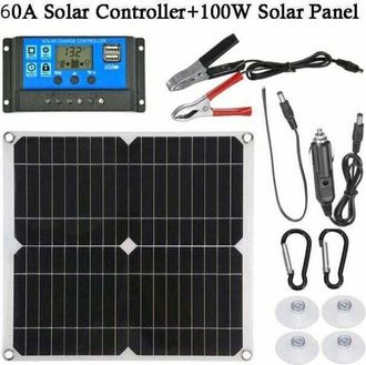 OEM Kit De Panel Solar De 100 W, 60 A Y 12 V, Controlador De Carga De Bater&iacute;a
