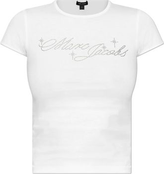 Marc Jacobs Logo Top - Dames - T-shirts - Wit - S - Katoen - Tops