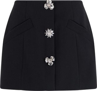 Blumarine Double Cr&ecirc;pe Rok Met Metalen Bloemen - Dames - Korte rokken - Zwart - S - Polyester - Rokken