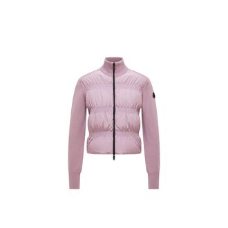 Moncler Padded Wool Zip-up Cardigan Pink Size XL