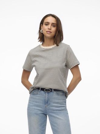 Vero Moda Gestreept T-shirt met ronde hals en korte mouwen