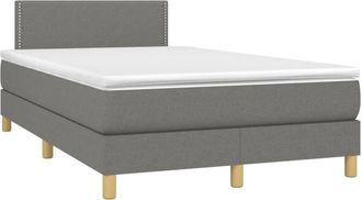 vidaXL Vidaxl - Cama Box Spring Con Colch&oacute;n Y Led Tela Gris Oscuro 120x200 Cm