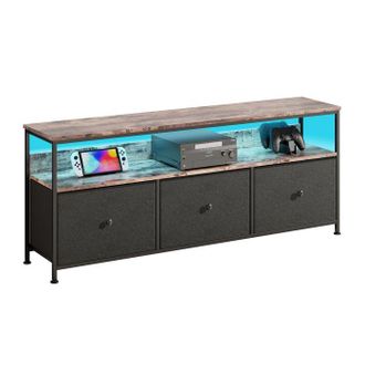 OEM Mueble De Tv Led - Estilo Retro - Pu - Paneles De Part&iacute;culas - 3 Cajones 1 Estante - Mueble De Almacenamiento - 108x29x57 Cm - Negro