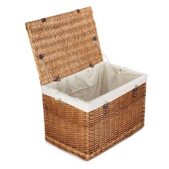 Red Hamper 60cm Double Steamed Chest Picnic Basket with Cotton Lining in White