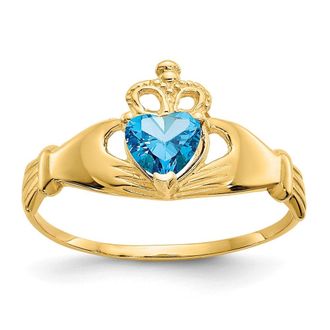 Diamond2Deal 14k Yellow Gold Cubic Zirconia Claddagh Heart Ring