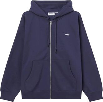 Obey Est. Works Bold Zip Hood - Heren - Vesten met rits - Blauw - S - Katoen - Hoodies & sweatvesten