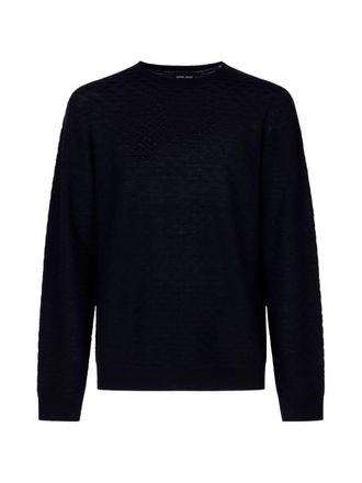 Giorgio Armani Textured Wool Sweater with Crew Neckline and Timeless Silhouette