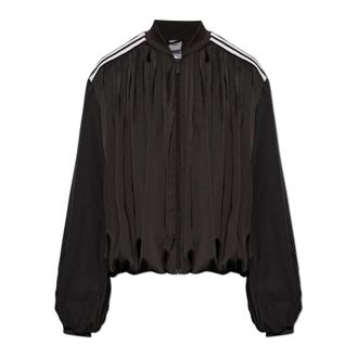 adidas Satin Pliss&eacute; Track Top - Dames - Vesten met rits - Bruin - XS - Polyester - Hoodies & sweatvesten