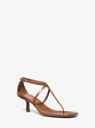 Michael Kors Anna Crocodile Embossed Leather Sandal