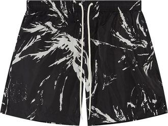 Wales Bonner Zwembroek met Grafische Print - Heren - Strandmode - Zwart - 2XL - Polyester - Badmode