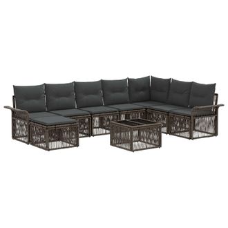 vidaXL Conjunto De Sof&aacute;s De Jard&iacute;n 9 Pcs Gris Rat&aacute;n Sint&eacute;tico Vidaxl