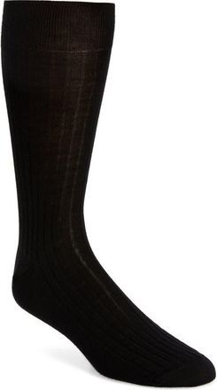 Canali Ribbed Cashmere & Silk Socks in Black at Nordstrom, Size Medium