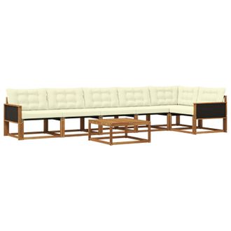 vidaXL Conjunto De Sof&aacute;s De Exterior Con Coj&iacute;n 7 Pcs Natural Y Crema Vidaxl