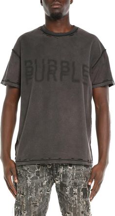 Purple Inside Out Distressed Cotton T-Shirt in Black at Nordstrom, Size Xx-Large