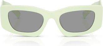 Prada 51mm Rectangular Sunglasses in Matte Mint/grey at Nordstrom