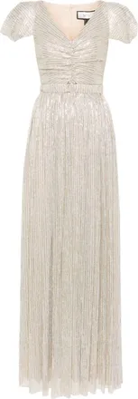 Nissa metallic-striped maxi dress - women - Polyamide/Viscose/Polyester/Spandex/Elastane/Metallic Fibre - 38 - Gold