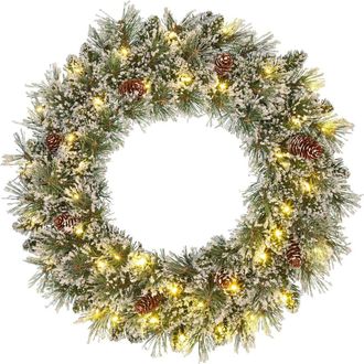 Black Box Trees Corona de navidad artificial con escarcha LED D60