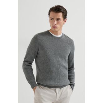 Brunello Cucinelli Cashmere English rib sweater in Dark Grey at Nordstrom, Size 52 It