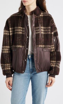 dRA Lucien Leopard Mixed Media Jacket in Latte Brown at Nordstrom, Size X-Small