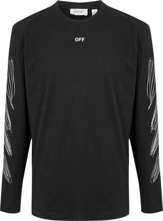 Off-white Off White Heren-T-shirt met ronde hals, normale pasvorm en lange mouwen (Zwart, Wit)