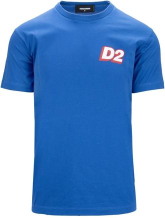 Dsquared2 Heren Slip-On T-shirt met Logo Print - Heren - T-shirts - Blauw - XS - Katoen - Tops
