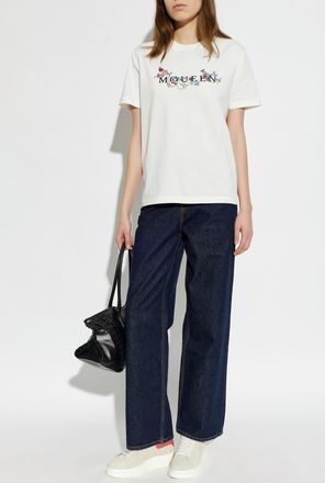 Alexander McQueen T-shirt With Logo, Womens, White