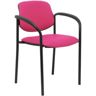 Piqueras y Crespo Silla Fija Styl Similpiel Rosa Chasis Negro Con Brazos