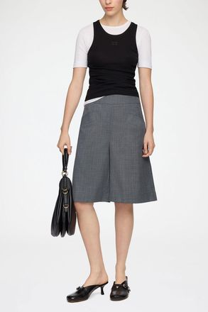 Ganni Mixed Shorts in Grey Wool Melange
